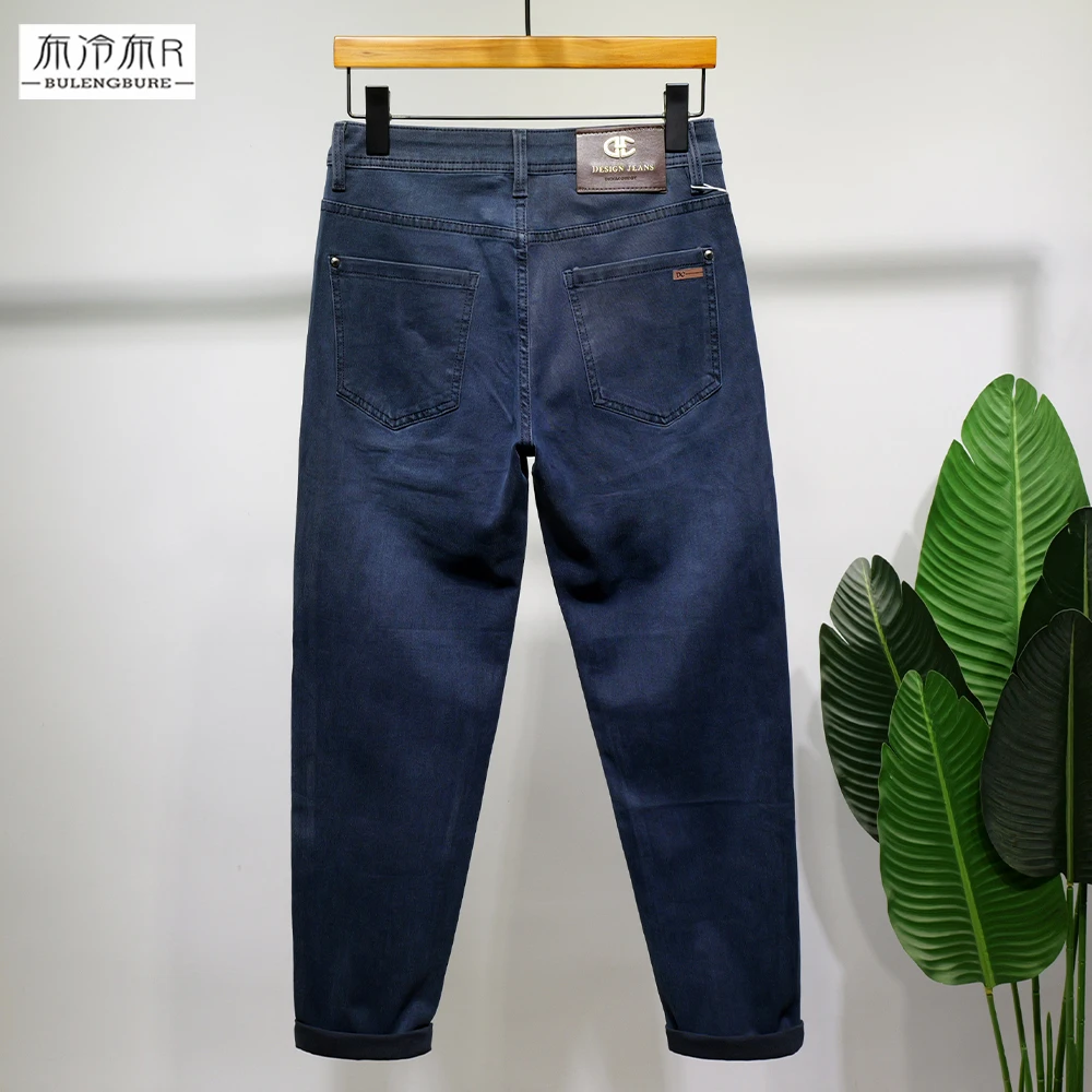 布冷布热 个性蓝小脚牛仔裤男薄款春夏新款修身柔软弹力长裤青年