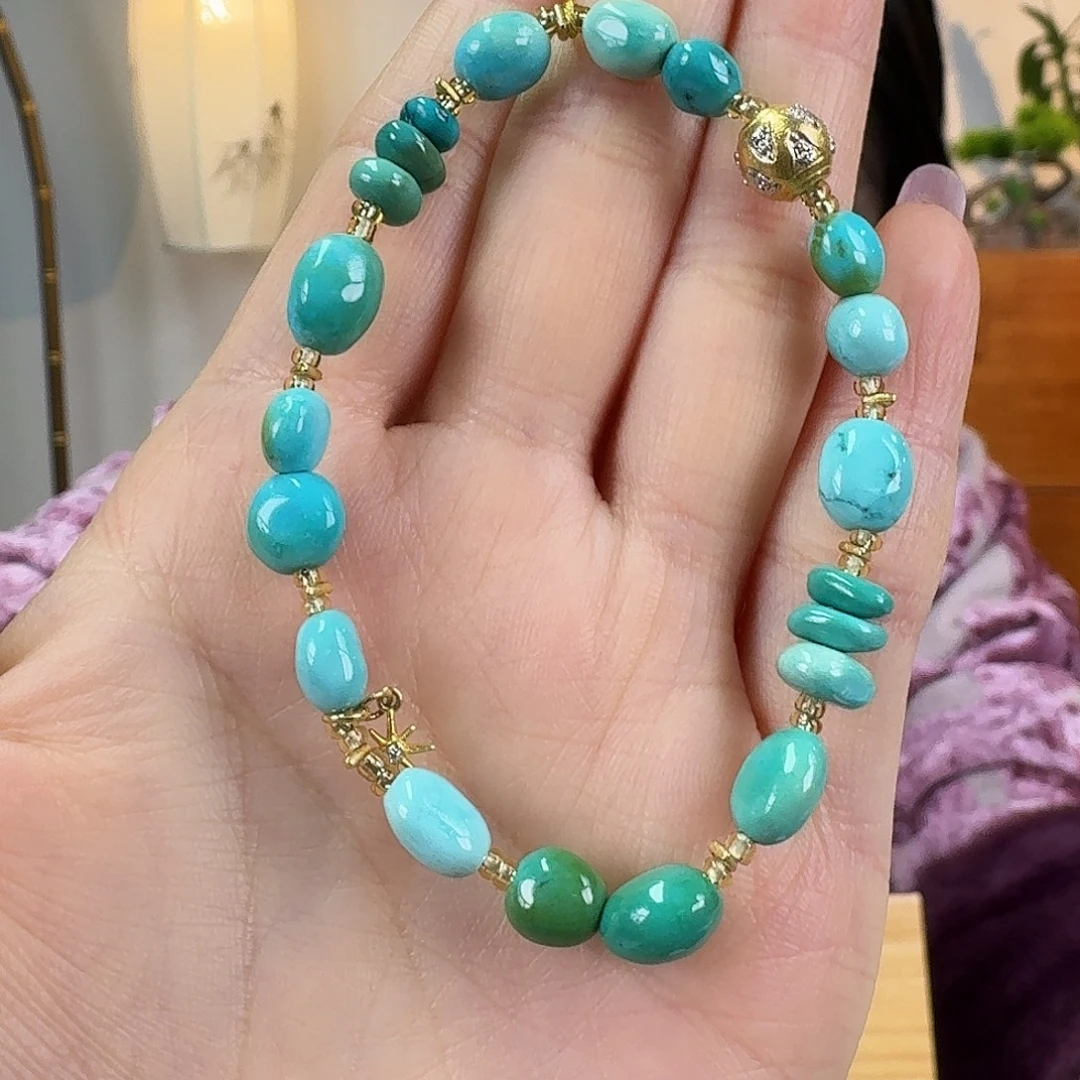 绿松石18K金镶嵌挂件