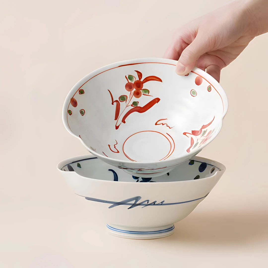 日本原装进口一诚瓷器手绘情侣面碗日式家用拉面碗陶瓷釉下大瓷碗