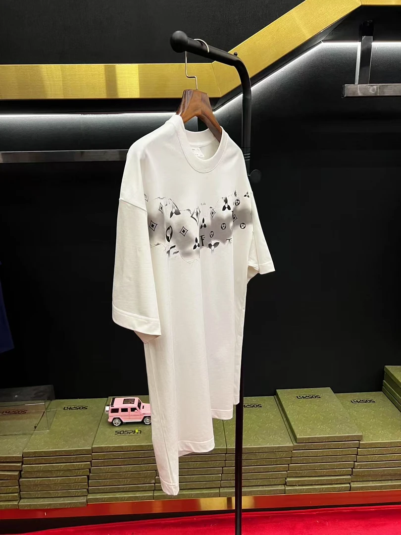 T台L大牌高级潮牌落肩袖时尚百搭纯棉T恤白款可选
