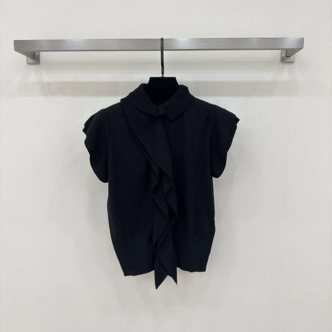 JIAYE CHAN 法式时尚高级感木耳边无袖开衫上衣