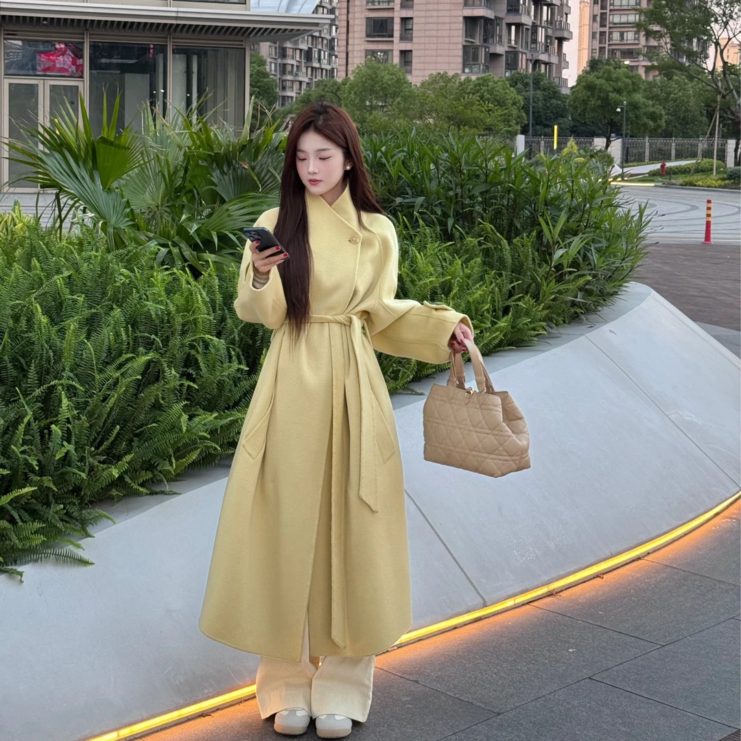 FF  2025设计师款双面手缝翻领羊毛大衣