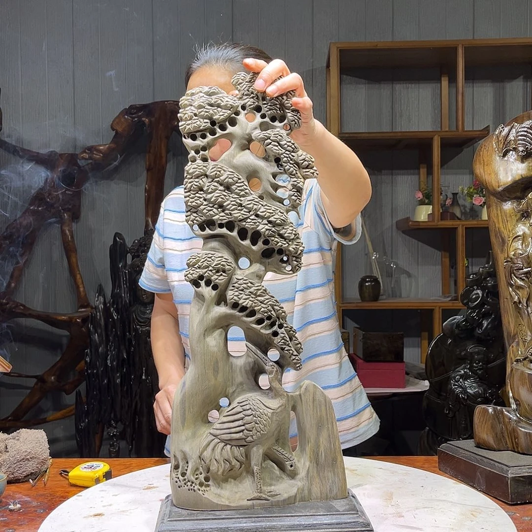 金丝楠顺***，阴沉木松鹤