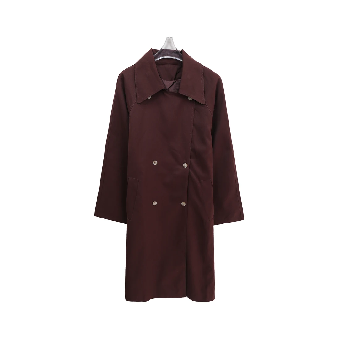 高智英伦风经典气质双排扣中长款风衣C18014