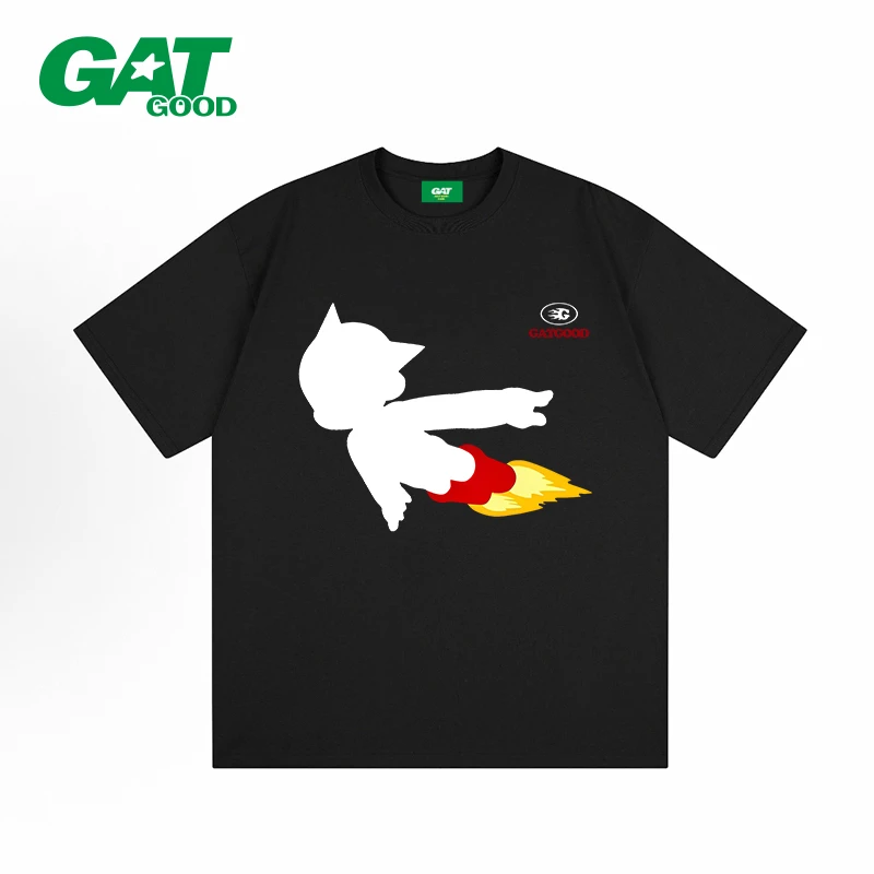 GAT系列（飞天阿童木）男女同款短袖新款美式T恤高街纯棉发泡工艺