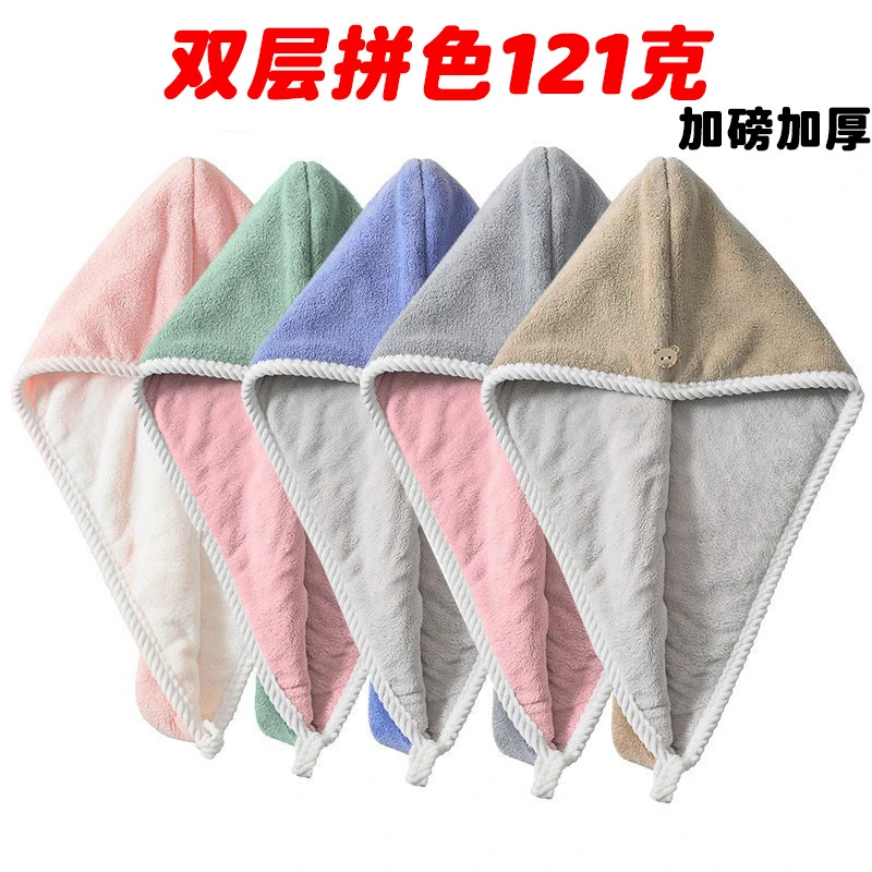 双层加厚珊瑚绒浴帽可爱女吸水速干帽干发毛巾洗头巾包头巾干发帽