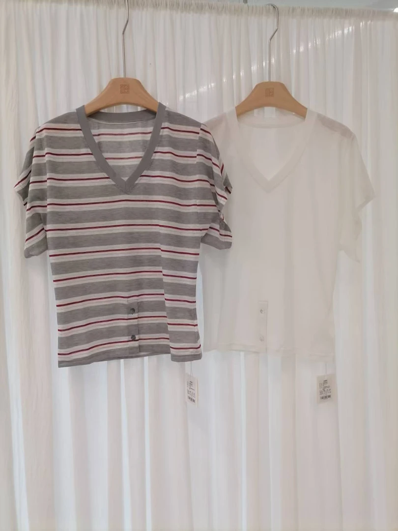 【兰帝专属】V领慵懒短袖T 21181