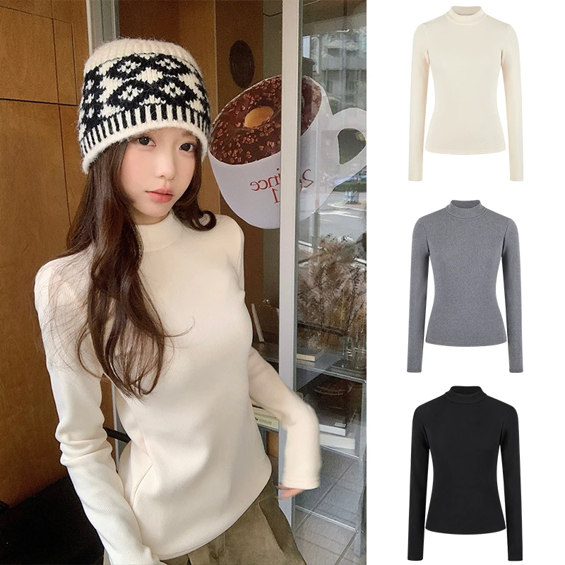 Moses Queen/魔西女王高级感内搭加厚摇粒绒T恤修身显瘦打底上衣