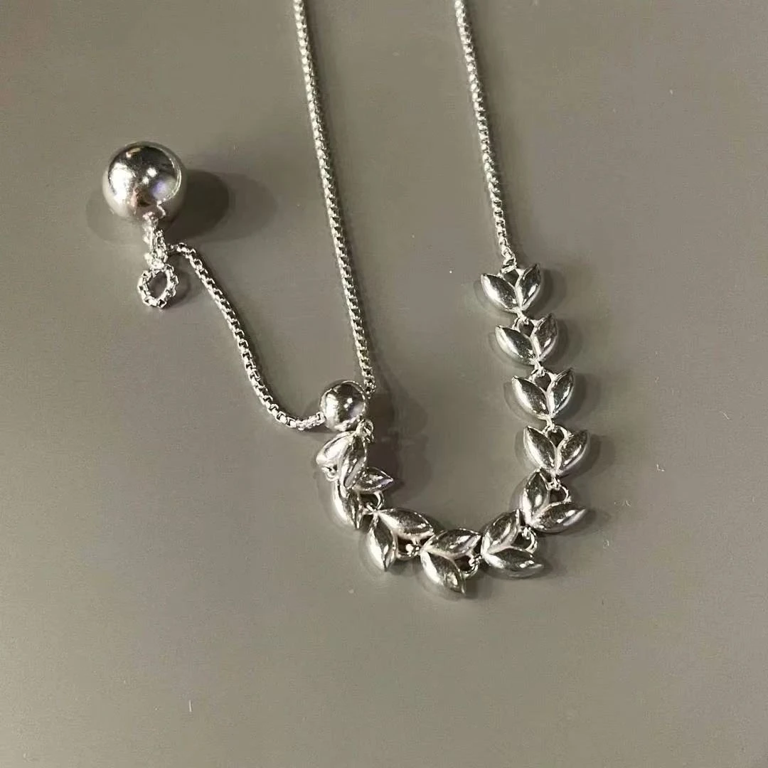 坠链均925银 韩国东大门爆款手工麦穗项链50CM任意抽拉