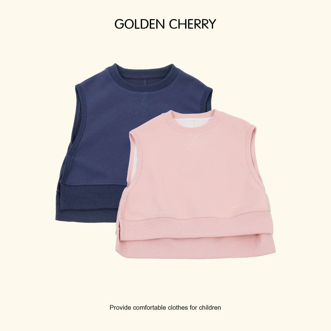 【Golden cherry】儿童藏青色针织时尚洋气无袖马甲QDD089