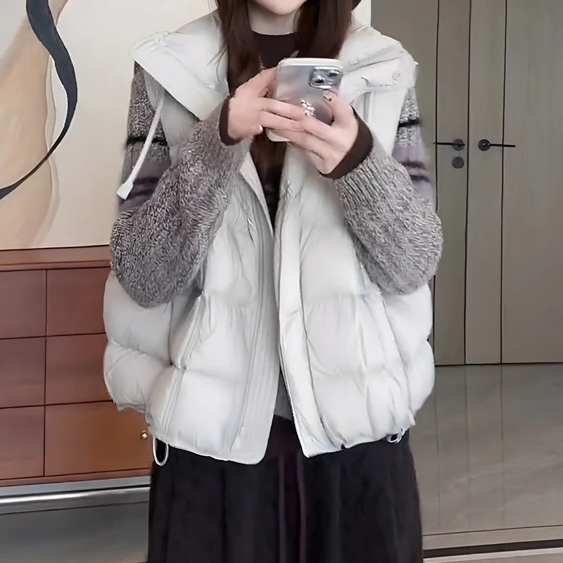 2025冬季新款女士叠穿马夹韩系时尚简约百搭夹棉加厚无袖背心潮