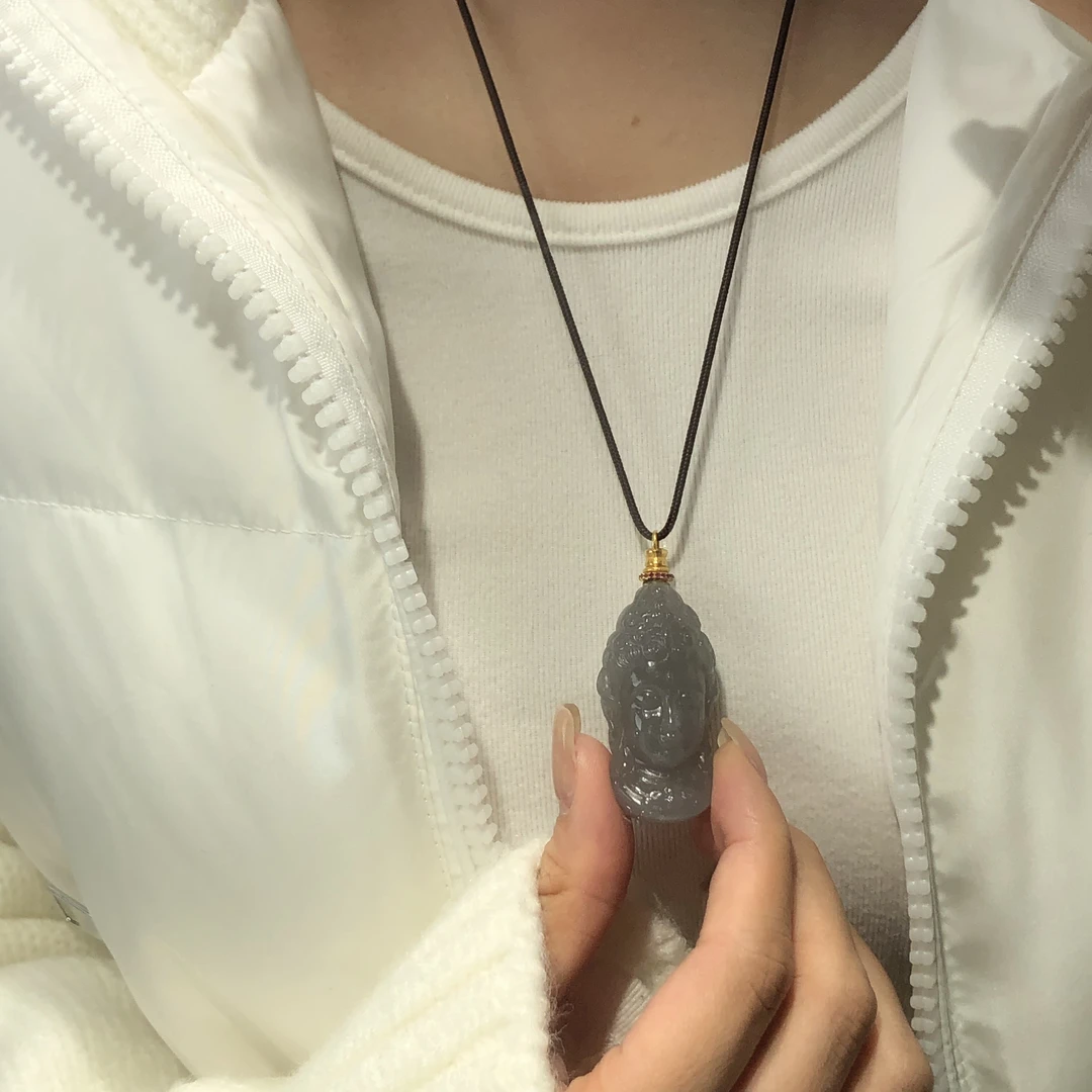 18K金 观音和田玉项链 J259886