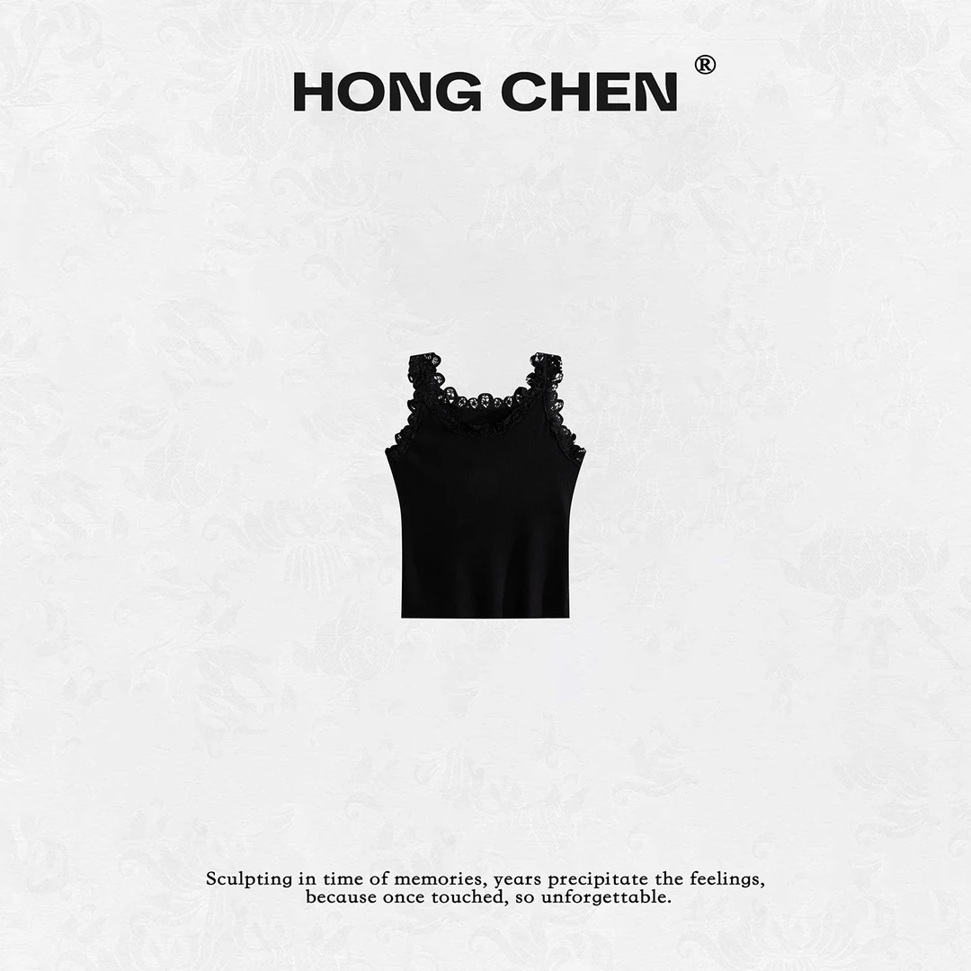 【虹辰】高端时尚立体盘花优雅性感百搭高级感针织吊带背心--HC2251