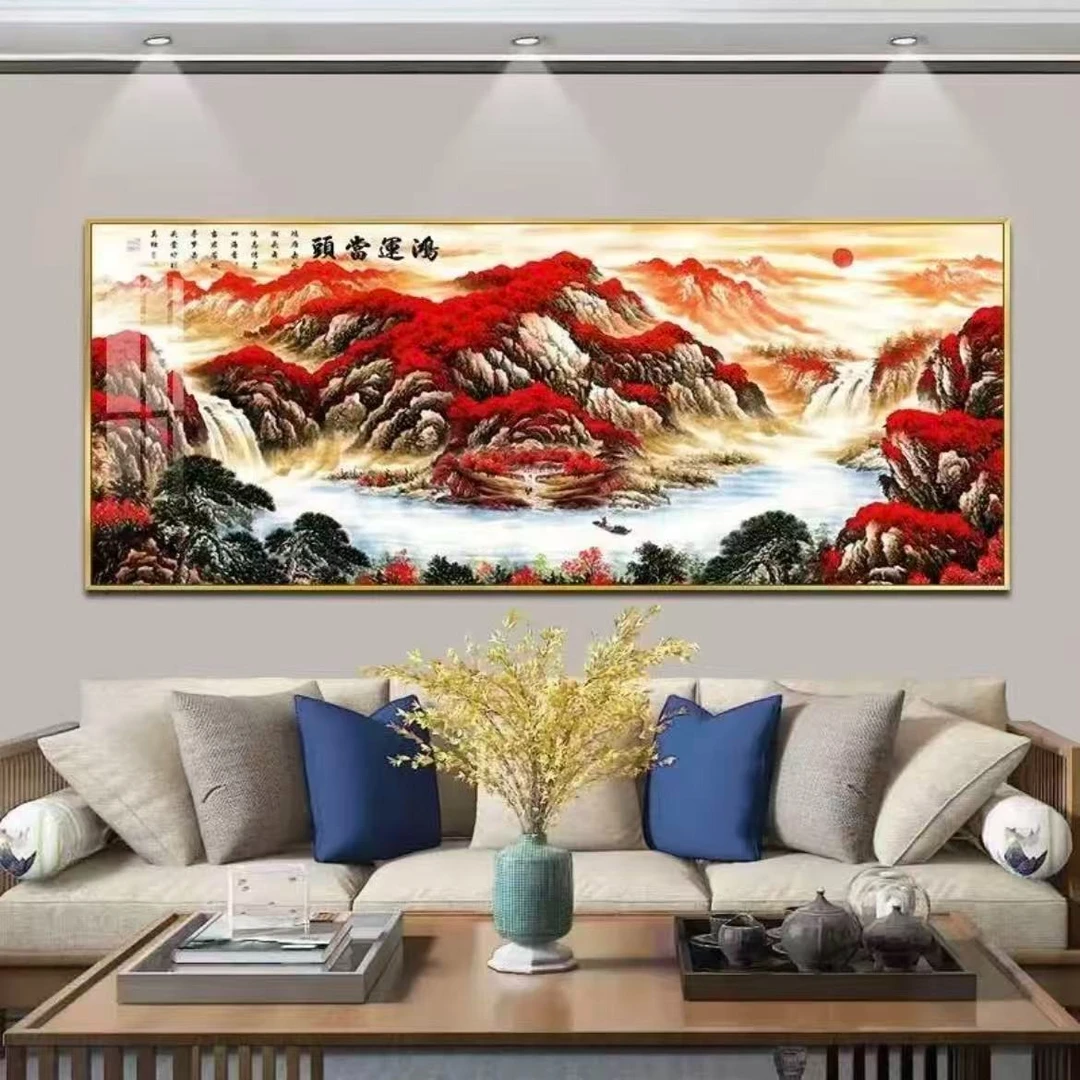 大横版【鸿运当头】晶瓷镶钻客厅装饰画办公室画装饰画捡漏