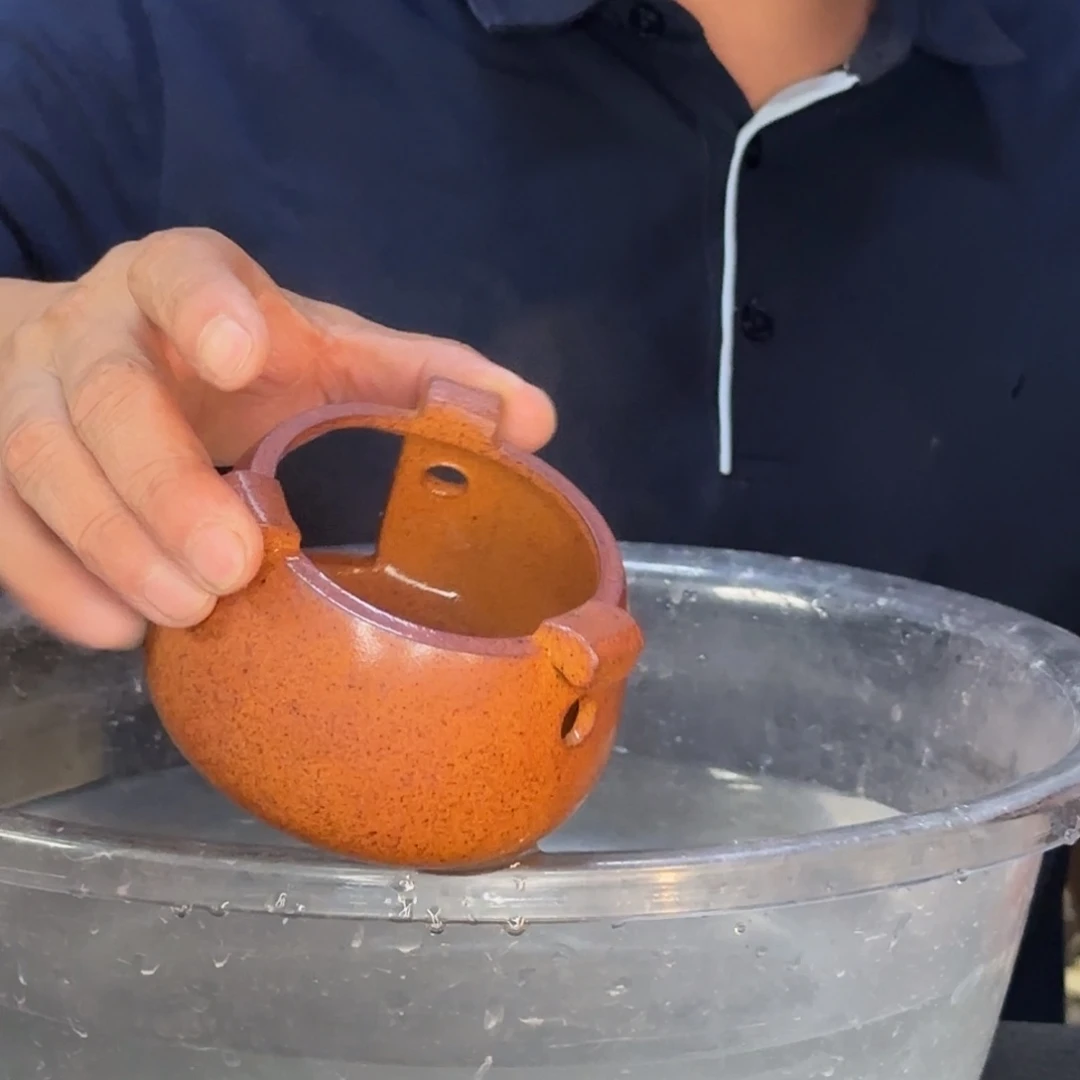 紫砂柴烧三足炉炉