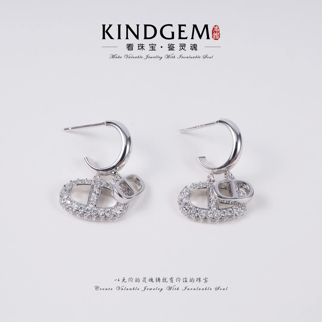 KindGem 银色轻奢设计款时尚耳环 C-36071
