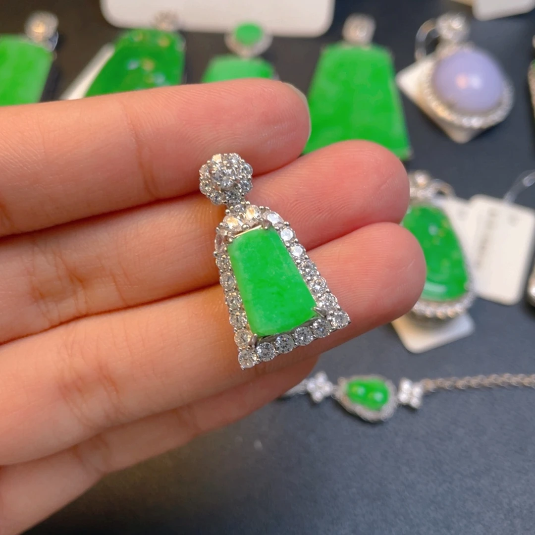 翡翠银S925镶嵌吊坠(不含链)