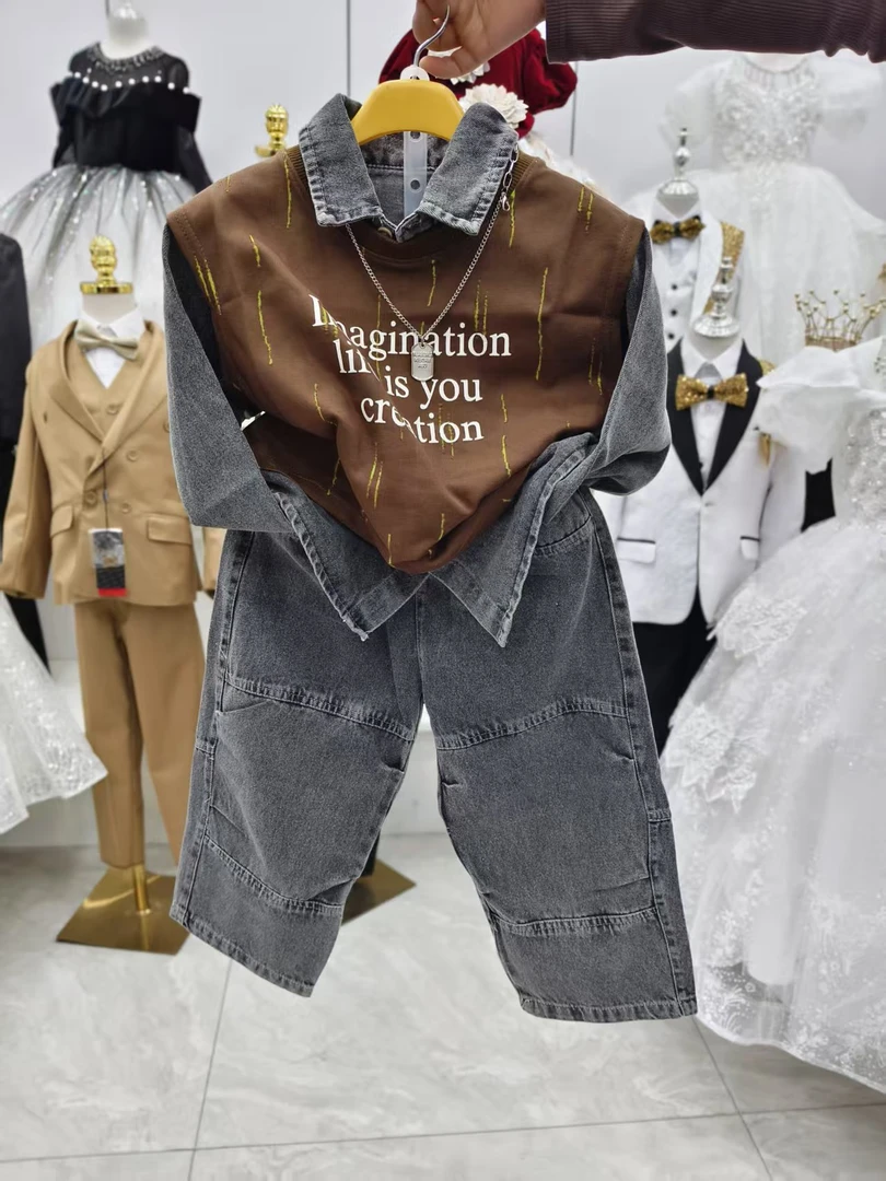 新款儿童三件套男童