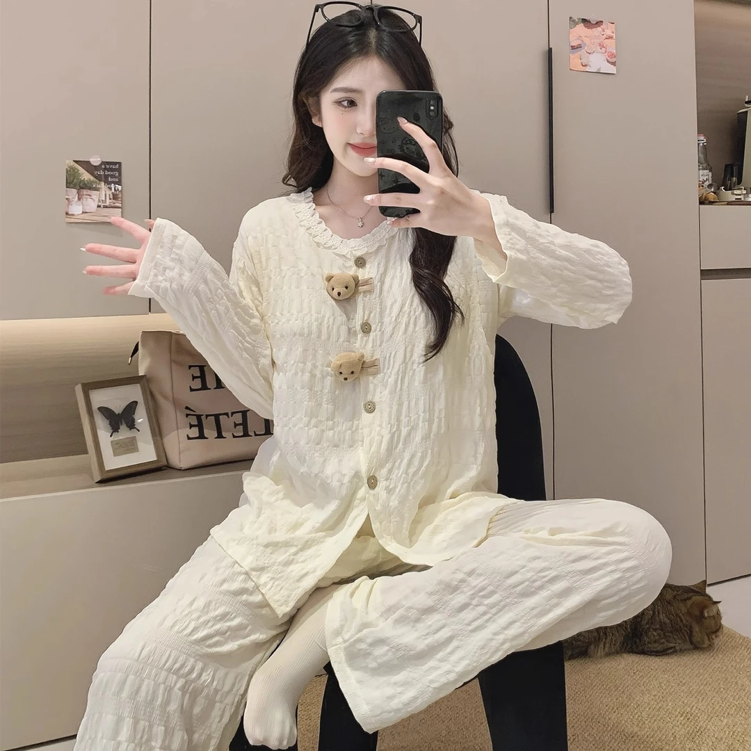 带胸垫孕妇睡衣女夏季薄款怀孕期待产云朵棉大码月子服产后哺乳衣