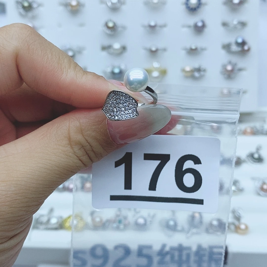 戒指银S925镶嵌淡水珍珠慕***气176