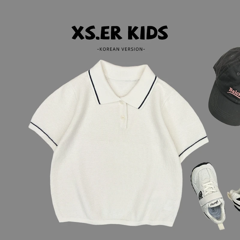 【现货】25夏季男童时尚简约帅气翻领针织上衣HBB7221