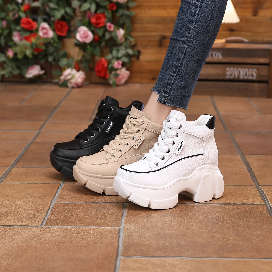 尚卡芙2025时尚百搭休闲厚底显瘦增高系带百搭低帮女单鞋777-26