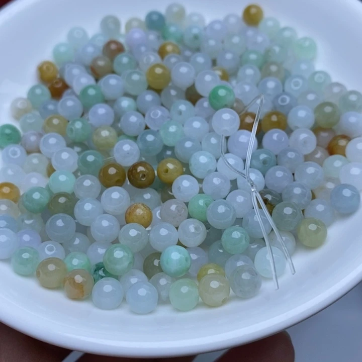 翡翠未镶嵌手链卡5.3冰三彩36个单圈