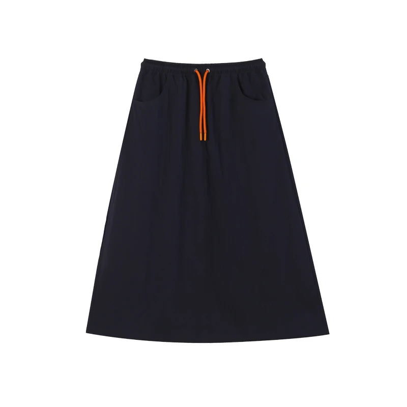 本依凡夏款女士松紧腰半身裙WESYQ0126纯色休闲小A裙轻运动长腰裙