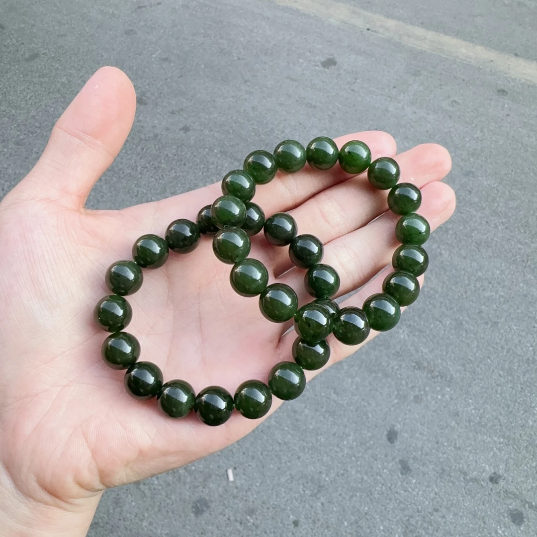 天然和田玉碧玉菠菜绿手串约11-12mm左右多样性拍一发一n