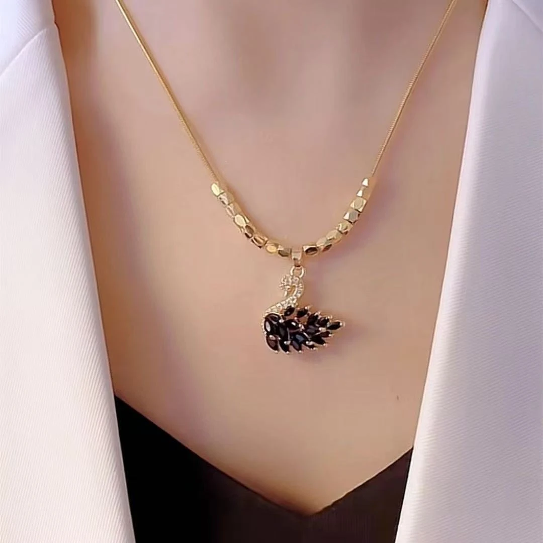 铜合金项链  时尚爆款黑天鹅立体小方块精致锁骨链L