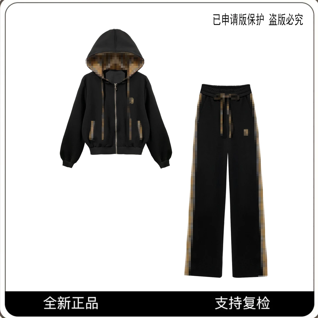 66269#CSIN高腰休闲格子拼接两件套2025春夏潮流轻奢套装