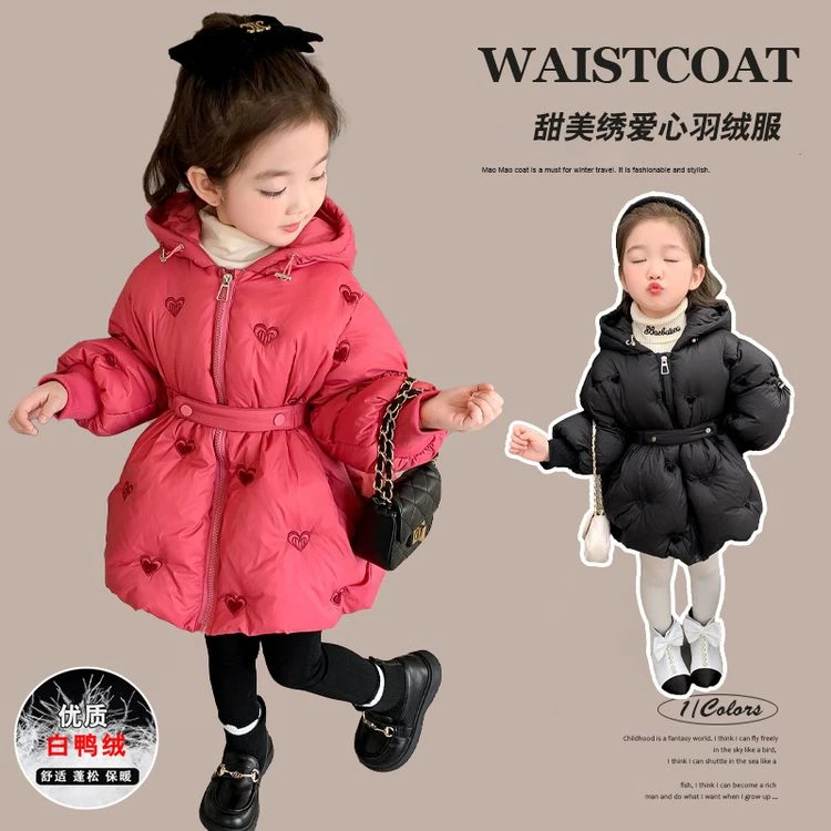 新疆西藏包邮女童羽绒服冬季2025新款中长款收腰儿童加厚女孩宝宝