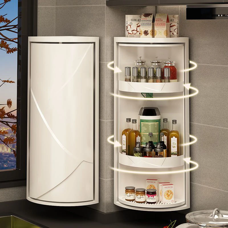 厨房多层收纳置物架调味料旋转储物柜家用多功能壁挂台面整理神器