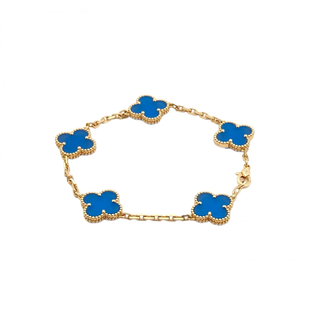 99新 梵克雅宝 【双双】中号五花手链 新扣 18K黄金S-M码 黄金