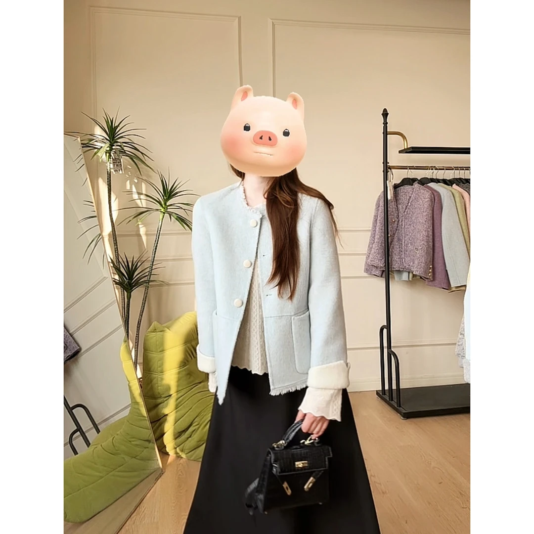 【双面穿】2025新款双面呢双色双面小香风短款时尚韩版上衣外套2510