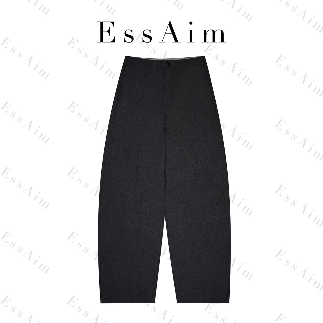 EssAim-0032 瑞丽风优雅气质风微弹纯色休闲裤气质高腰时尚长裤