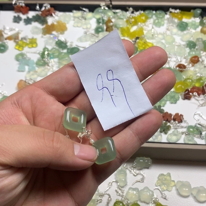 蛇纹石玉耳钉足银镀金镶嵌?****…
