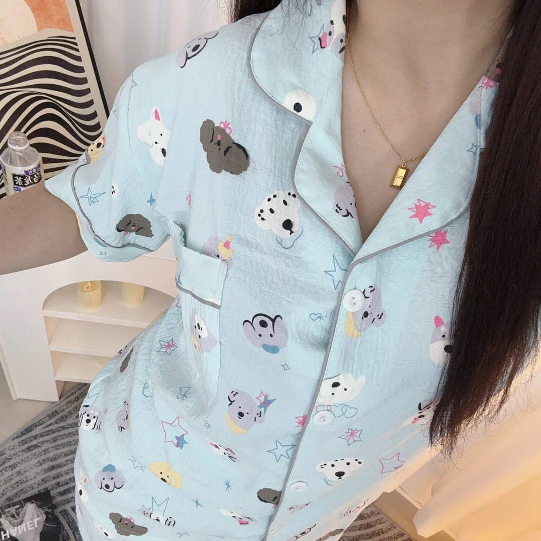 【夏季新款】云朵棉短袖短裤睡衣套装女夏季2025新款两件套甜美卡通