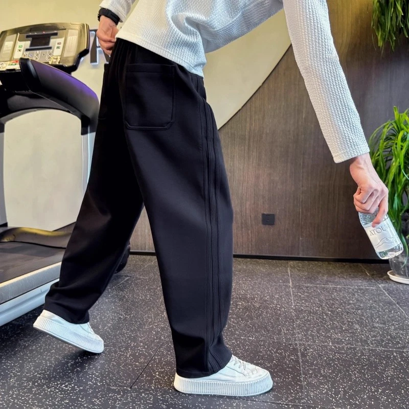男士卫裤秋季裤子男款爆款2025新款百搭直筒弯刀裤男装运动休闲裤