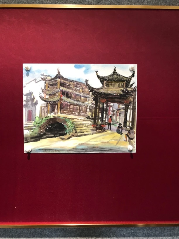 原创水彩画原作一一婺源风光