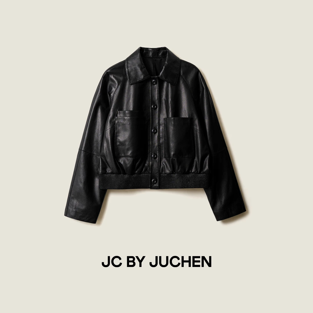 黑标线R0W“一支探戈”山羊皮0.4英胚短款夹克皮衣外套FW115003-181