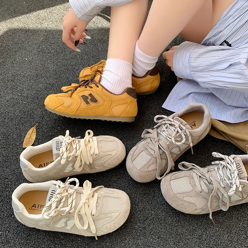 【25春夏新款】休闲女鞋德训鞋平底春季透气复古ins小众时尚休闲鞋