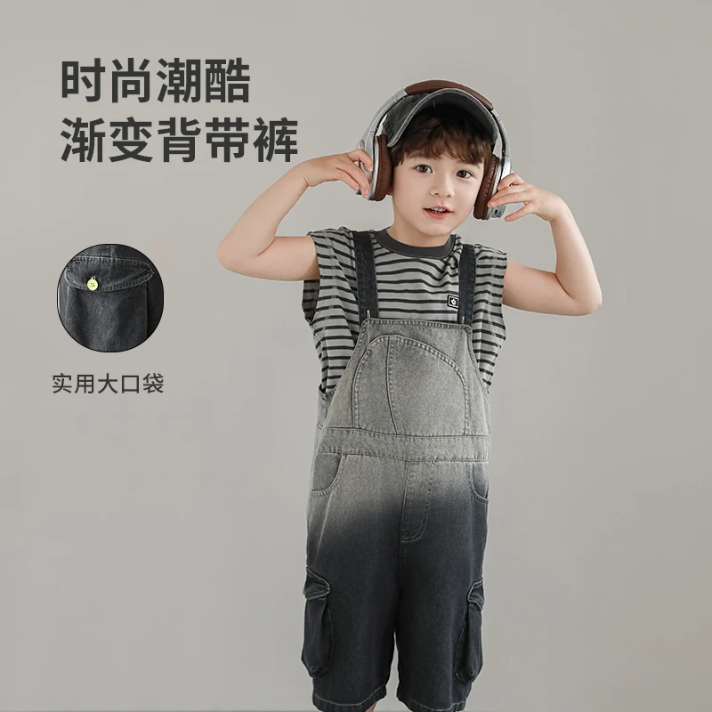【夏三波】oddtails 儿童男童牛仔时尚休闲渐变潮酷背带裤QG2778