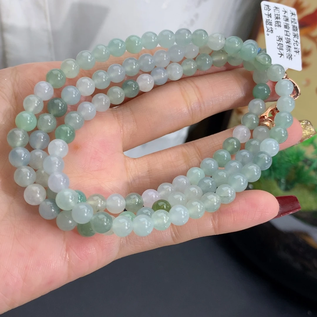 翡翠未镶嵌手串卡5胶润多宝项链