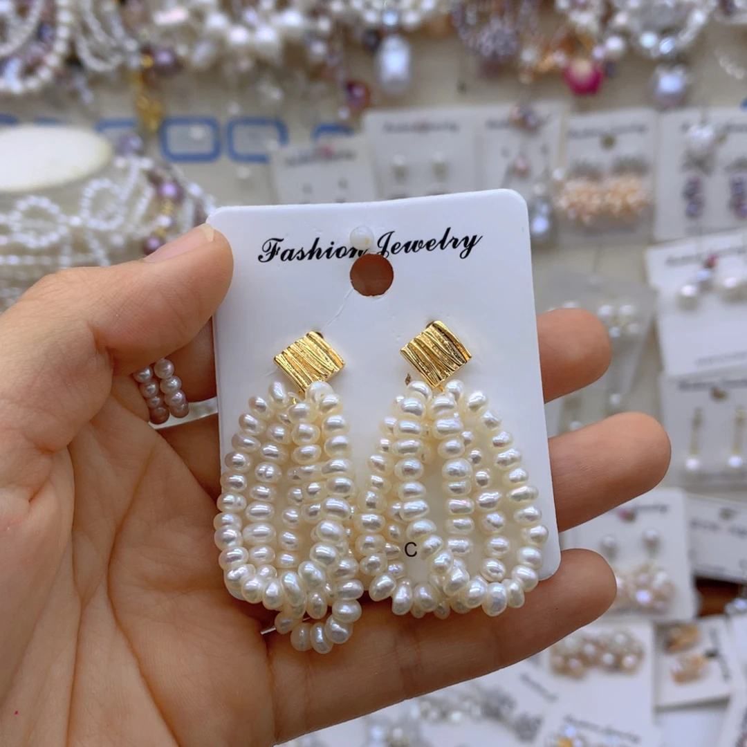 合金淡水珍珠耳饰
