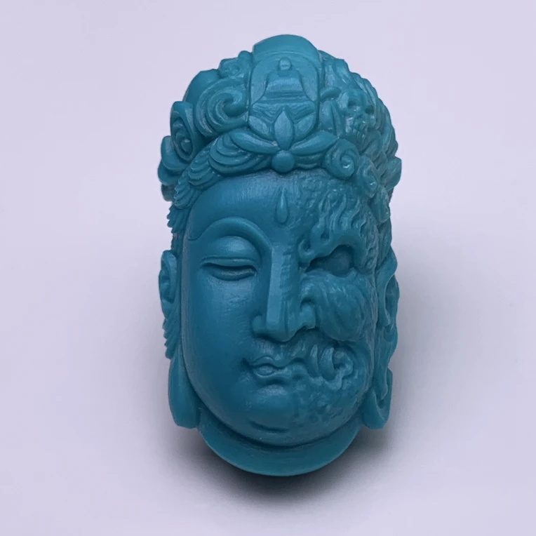 （何姐绿松石）原矿瓷釉级暴力蓝“一念之间”吊坠15.2×27×11.2重6.4