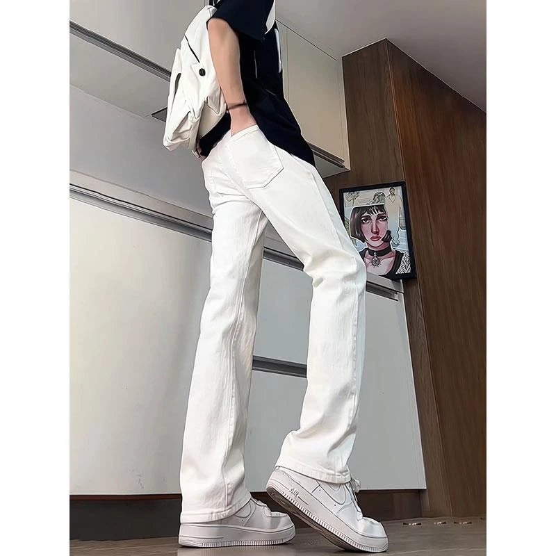 白色517柳叶弯刀牛仔裤男款高个子加长裤子美式高街直筒微喇叭裤