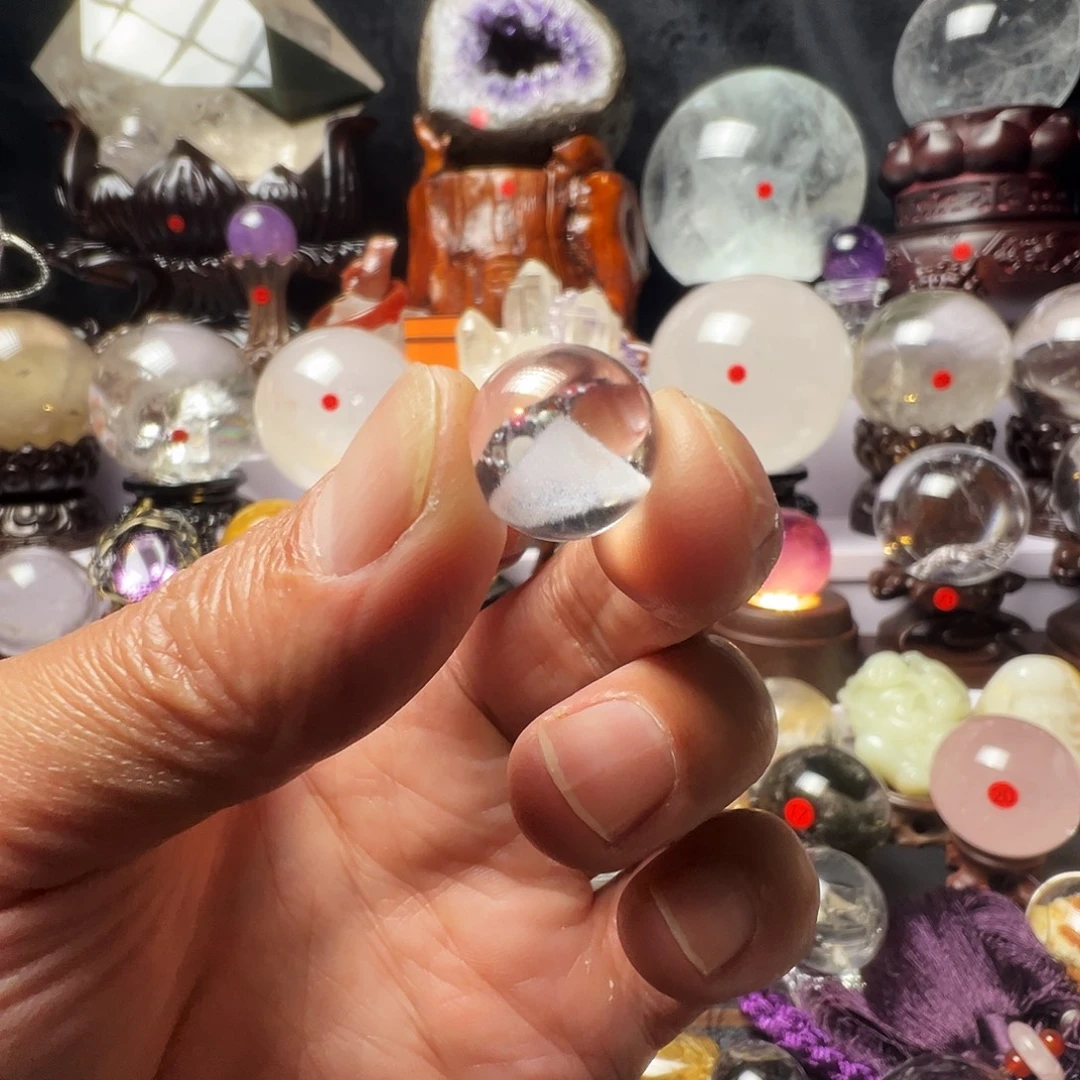 摆件水晶未镶嵌意境银山水晶珠子