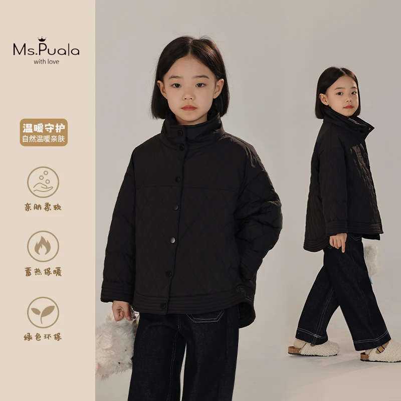 【初雪时节】韩系复古秋冬女童休闲儿童中长款白鸭绒羽绒服-LD101