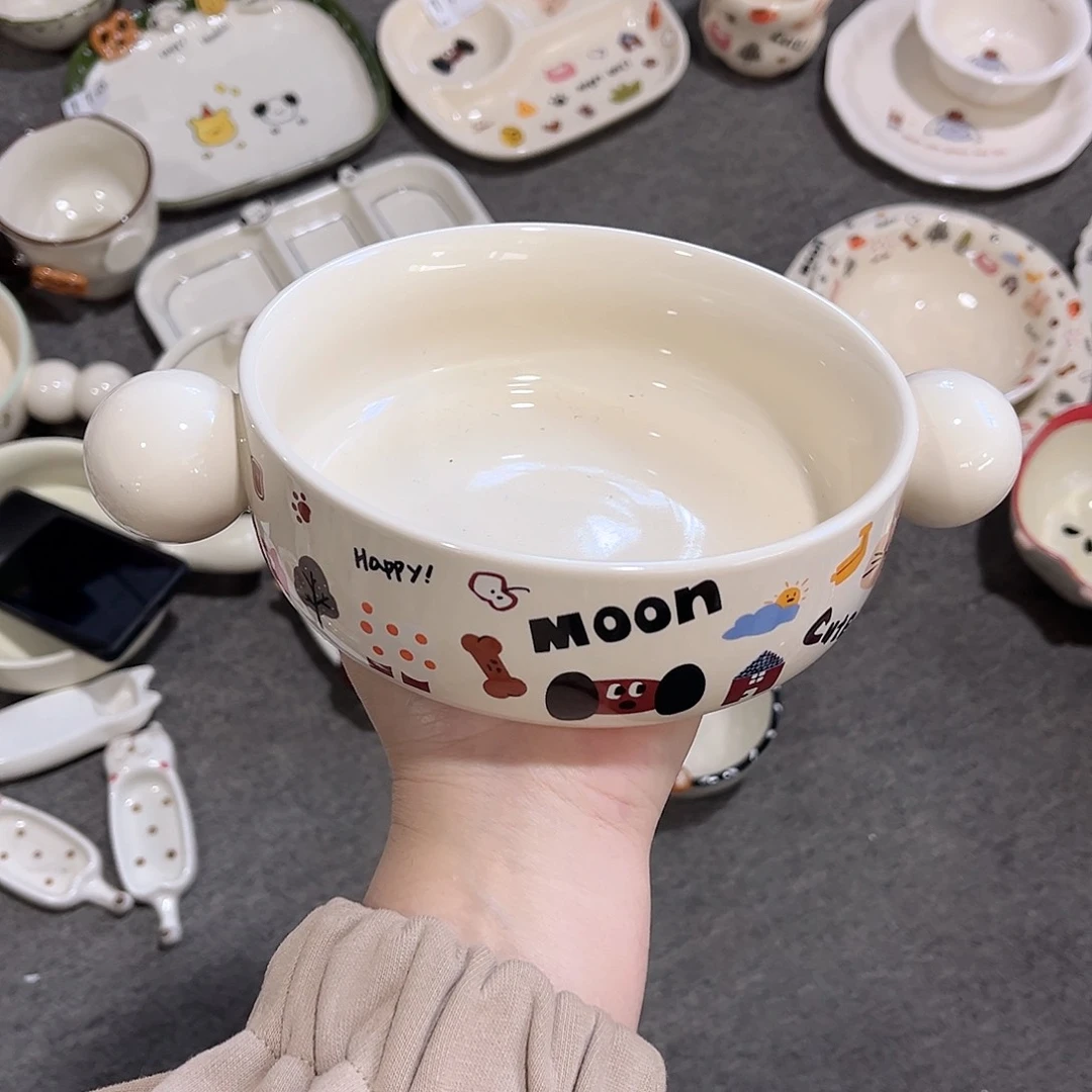 双耳球球陶瓷餐具6寸